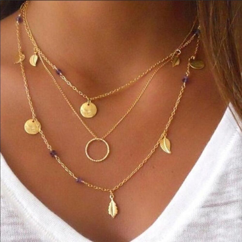 Necklace layered BOHO  Versatile Cute Zinc alloy